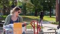 Student moving in to residence hall